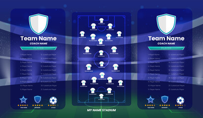 Football line up formation, team info charts and manager deisgn template