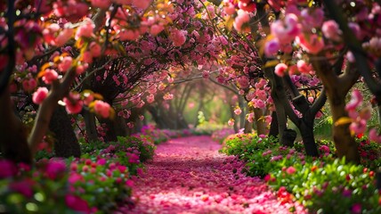  A kaleidoscope of colors as you weave through rows of blossoms, their sweet fragrance enveloping you in a sensory journey through a spring garden paradise. 

