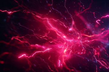 Abstract Background of red and pink lightning and electric energy and storm effect