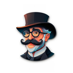 Man With Mustache and Top Hat. Generative AI
