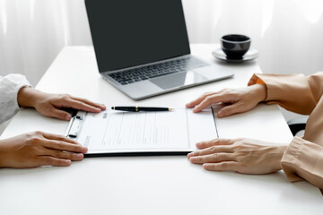 Fototapeta premium Business office executives interview job applicants employee in the meeting room