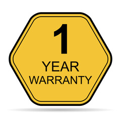 One year warranty shadow icon, badge seal guarantee certificate customer sign, stamp vector illustration