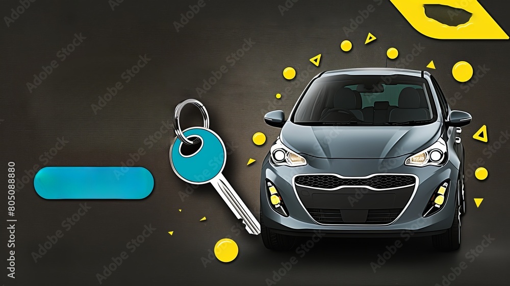 Wall mural a car with a key