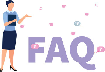 The girl is telling about the FAQ services.