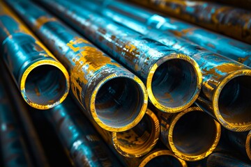 A close up of several pipes.