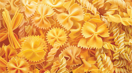 Different types of raw pasta as background closeup Vector