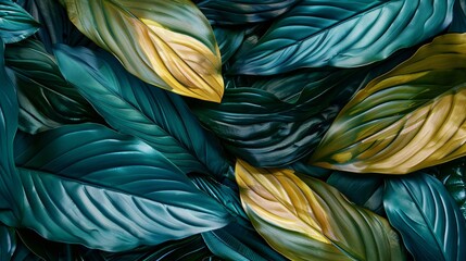 Abstract leaves background, a pattern that mimics nature's colors. Colorful plant texture, a representation of leaf design.