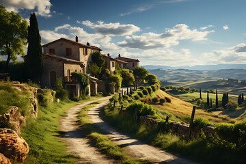 Idyllic Tuscan Vineyard Bathed in Golden Afternoon Sunlight (Landscape Photography)