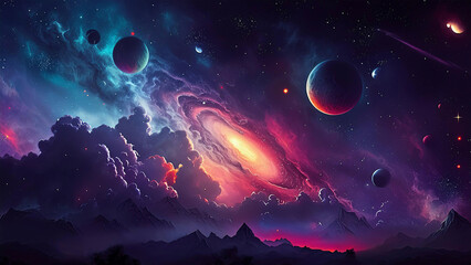 Beautiful Fantasy style galaxy background