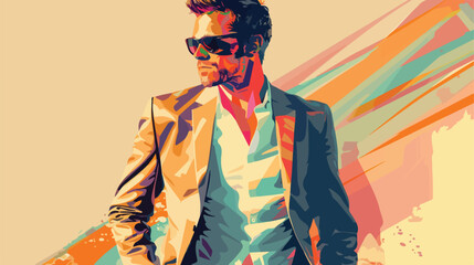Fashionable man on light background Vector style Vector