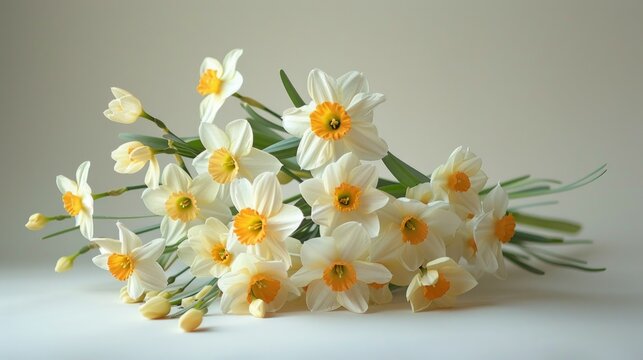 daffodil flowers bouquet arrangement on a white background