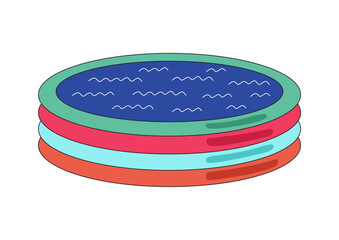 Kiddie inflatable pool full of water isolated on white background