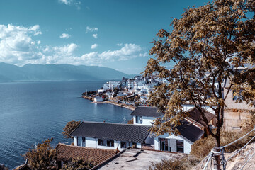 Famous Dali old town and and Erhai lake in Yunnan, China