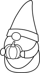 Fall Gnome with Pumpkin outline.
Autumn Harvest gnome with Pumpkin outline vector.