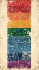 A rainbow flag poster against a grungy background LGBT