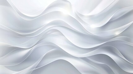 White background with soft wave lines, simple and elegant design for banner or poster. Vector illustration of white wavy shapes on light grey background.