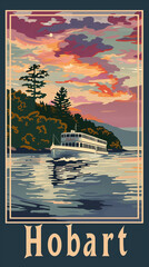 Hobart Australia retro poster