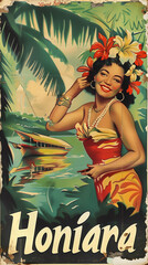 Honiara Solomon Islands retro poster - obrazy, fototapety, plakaty