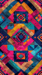 Seamless weaving with vibrant colors in a geometric shapes