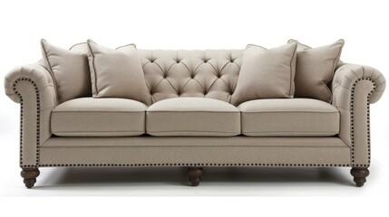 cream sofas on white background