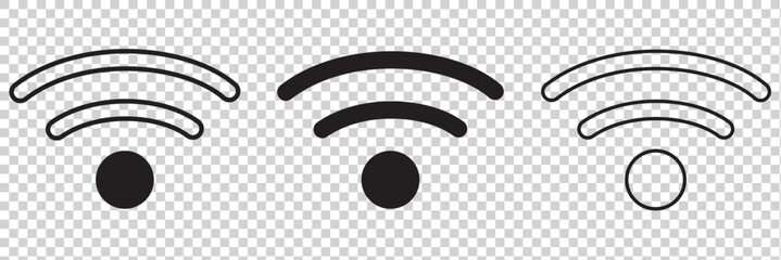 Wireless and wifi icon or wi-fi icon sign for remote internet access, internet connection, signal icon, variations podcast vector symbol, vector illustration