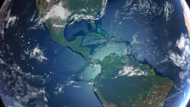 Realistic Earth From Space Zoom In Clouds El Salvador