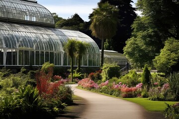 Kew Gardens, England: A peaceful scene from the Royal Botanic Gardens, known for its diverse plant collections and Victorian glasshouses.