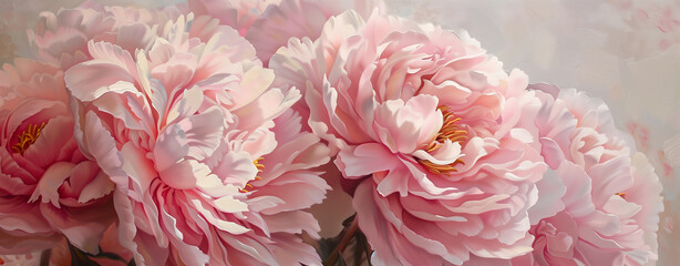 abstract artistic background with peonies flowers in soft pastel colors