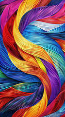 Seamless weaving with vibrant colors in a gradient swirls