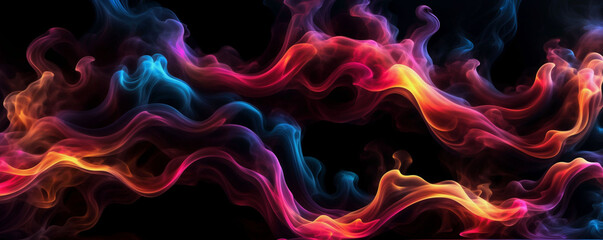 Obraz premium An abstract artwork with swirling colors with a smoke effect against a black background - Generative AI