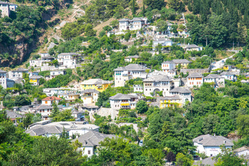 View over city of Gjirokastra in albania - 805101604