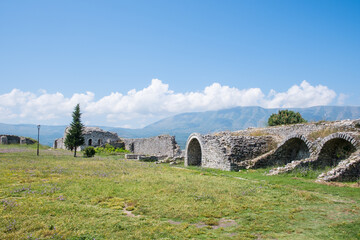 Wall of Berat castle in Albania - 805101872