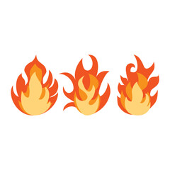 Fire flame icon. Flat illustration of fire flame. Illustration design of 3 shapes of fire symbol. Element graphic icon design with a technology theme for the application interface.