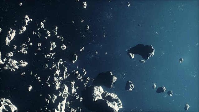 massive field of menacing asteroids in the midst of a galactic haze
