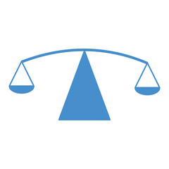 Scales of justice icon blue simple, isolated, illustration of a blue-colored scale, a symbol of balance. Design elements of scales for various purposes