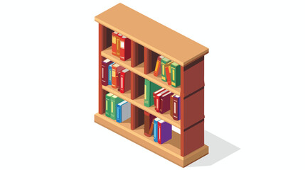 Hardwood bookcase with three shelves in isometric
