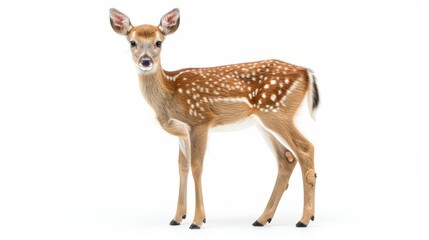 Fototapeta premium A deer stands in the snow with its head up