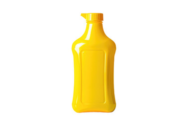 Isolated Plastic Bottle in Vibrant Yellow on White Background, Solitary Yellow Plastic Bottle Set Apart on White, Copy Space