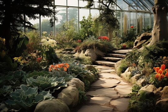 RHS Garden Wisley, England: The stunning glasshouse and rock garden in the Royal Horticultural Society's flagship garden.