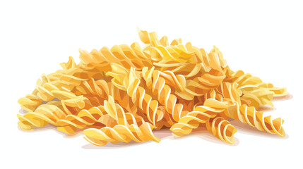 Heap of raw fusilli pasta on white background Vector