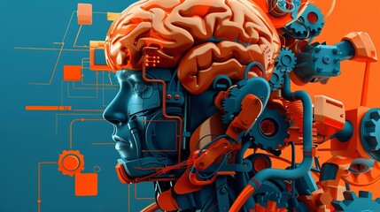 Imagine an engineer deep in thought, surrounded by floating gears and circuit diagrams, with a translucent brain overlay showing neural activity