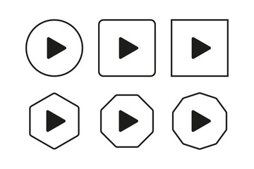 Play button icon set transparent background.
