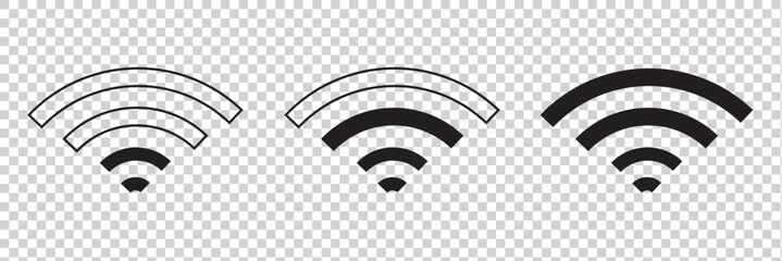 Wireless and wifi icon or wi-fi icon sign for remote internet access, internet connection, signal icon, variations podcast vector symbol, vector illustration