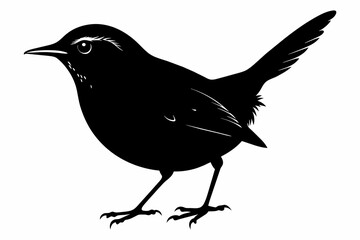 Fototapeta premium Wren silhouette on white background, Vector illustration, icon, svg, characters, Holiday t shirt, Hand drawn trendy Vector illustration, eagle silhouette