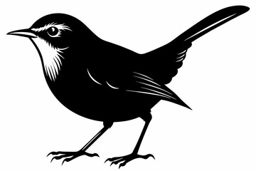 Wren silhouette on white background, Vector illustration, icon, svg, characters, Holiday t shirt, Hand drawn trendy Vector illustration, eagle silhouette