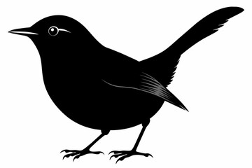 Obraz premium Wren silhouette on white background, Vector illustration, icon, svg, characters, Holiday t shirt, Hand drawn trendy Vector illustration, eagle silhouette