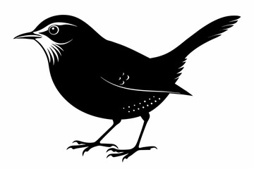 Wren silhouette on white background, Vector illustration, icon, svg, characters, Holiday t shirt, Hand drawn trendy Vector illustration, eagle silhouette
