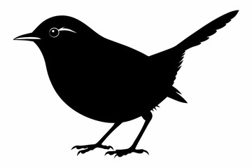 Wren silhouette on white background, Vector illustration, icon, svg, characters, Holiday t shirt, Hand drawn trendy Vector illustration, eagle silhouette