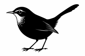 Wren silhouette on white background, Vector illustration, icon, svg, characters, Holiday t shirt, Hand drawn trendy Vector illustration, eagle silhouette