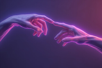 Two human hands reaching out to touch each other with their fingers in a heartfelt gesture